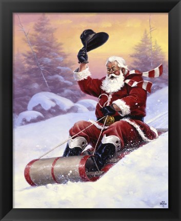 Framed Here Comes Santa Print