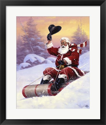 Framed Here Comes Santa Print