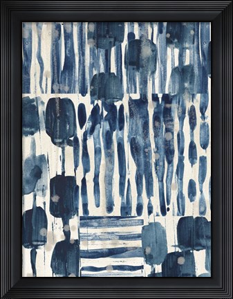 Framed Indigo Patchwork I Print