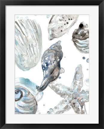 Framed Cerulean Seashells III Print