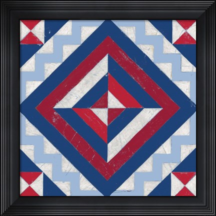 Framed Americana Quilt Motif I Print