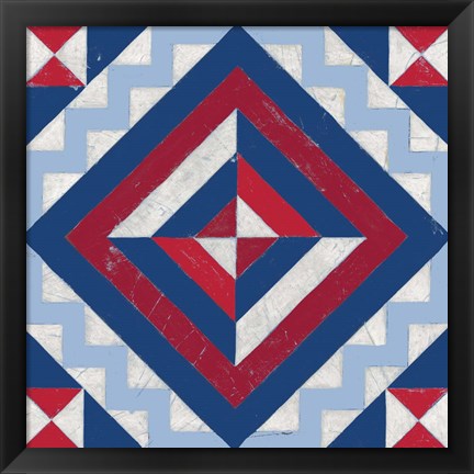 Framed Americana Quilt Motif I Print