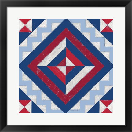Framed Americana Quilt Motif I Print