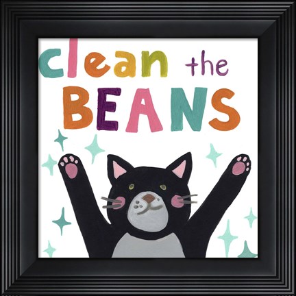 Framed Cute Cat Bath I Print