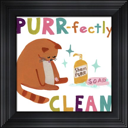 Framed Cute Cat Bath III Print