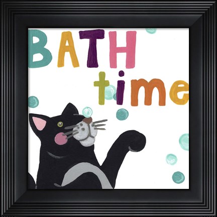 Framed Cute Cat Bath IV Print