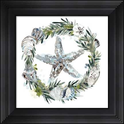 Framed Coastal Christmas Shell I Print