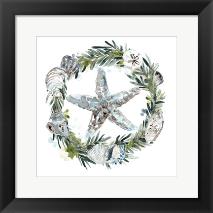 Framed Coastal Christmas Shell I Print