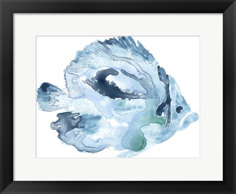 Framed Blue Ocean Fish I Print