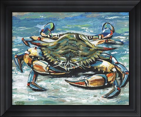 Framed Blue Palette Crab I Print