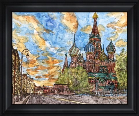 Framed Russia Temple I Print