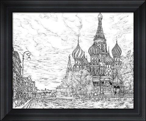 Framed Russia in Black &amp; White I Print