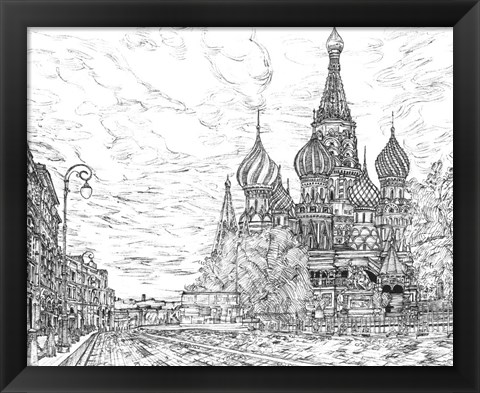 Framed Russia in Black &amp; White I Print