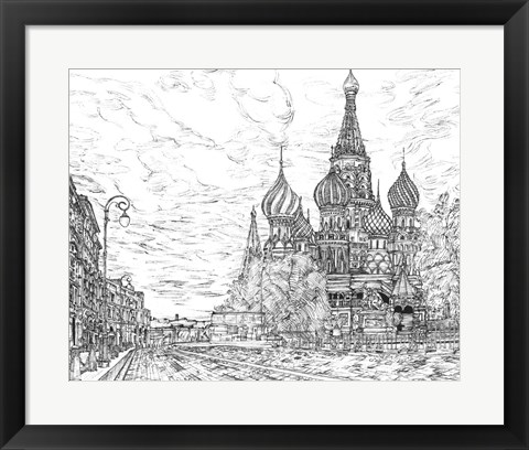 Framed Russia in Black &amp; White I Print