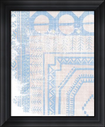 Framed Baby Blue Textile I Print