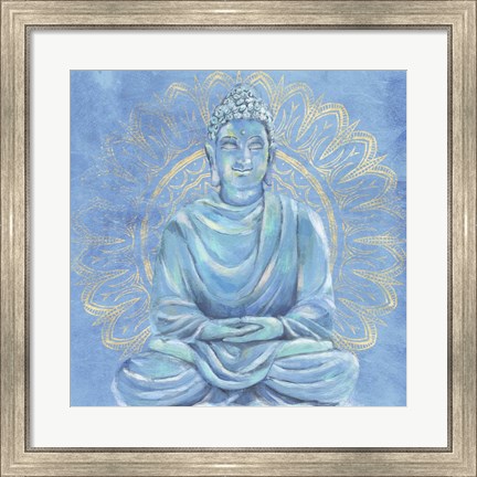Framed Buddha on Blue I Print