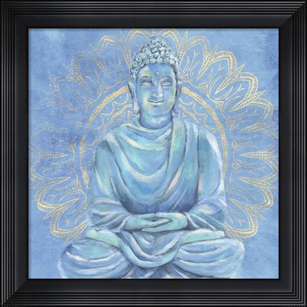 Framed Buddha on Blue I Print