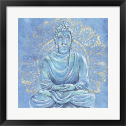 Framed Buddha on Blue I Print