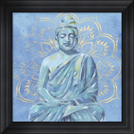 Framed Buddha on Blue II Print