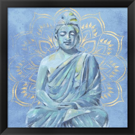 Framed Buddha on Blue II Print