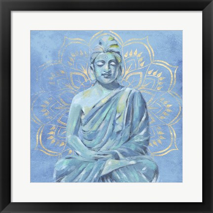 Framed Buddha on Blue II Print