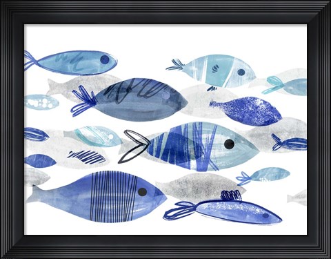 Framed Fish Parade I Print