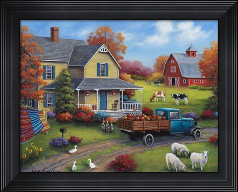 Framed Harvest Time on the Farm Print