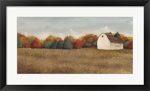 Framed White Barn in Field Neutral Print