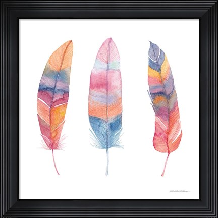 Framed Boho Feathers I Print