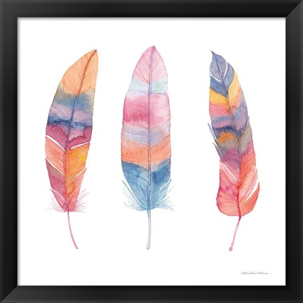 Framed Boho Feathers I Print