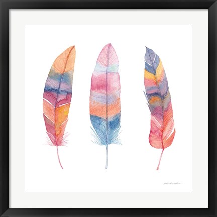 Framed Boho Feathers I Print