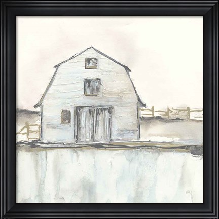 Framed White Barn III Print