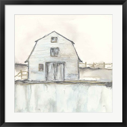 Framed White Barn III Print