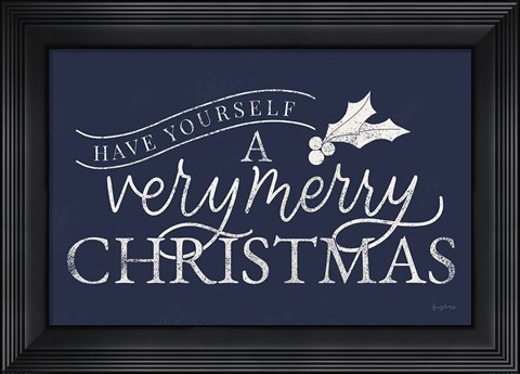 Framed Vintage Christmas IV Blue Print