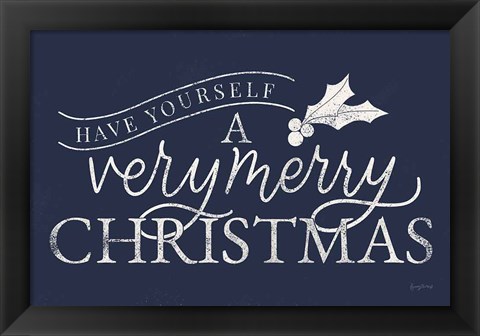 Framed Vintage Christmas IV Blue Print
