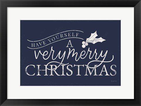 Framed Vintage Christmas IV Blue Print