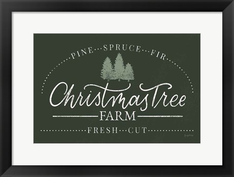 Framed Vintage Christmas Sign I Green Print