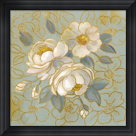 Framed Sage Floral I Print