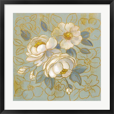 Framed Sage Floral I Print