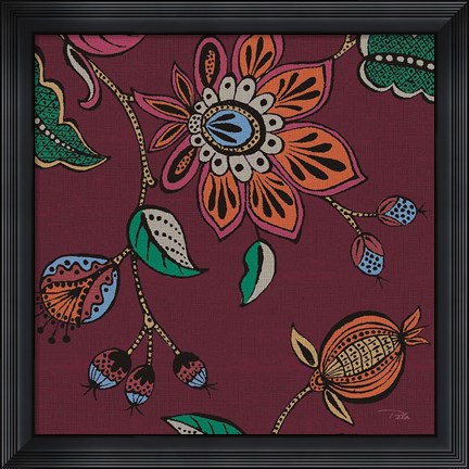 Framed Garden Drawings II Wine Print