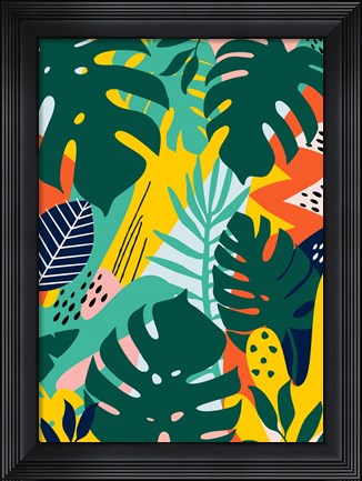 Framed Tropical Leaves One Print