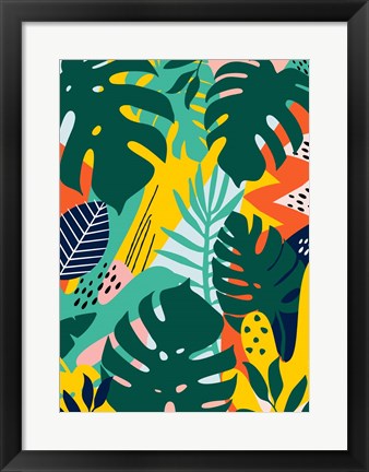 Framed Tropical Leaves One Print