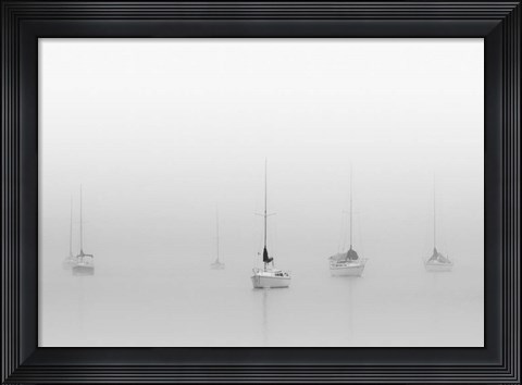 Framed Six Moored Sailboats Print