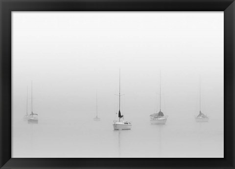 Framed Six Moored Sailboats Print