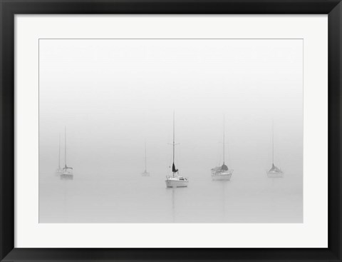 Framed Six Moored Sailboats Print