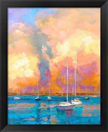 Framed Evening On The Bay Print