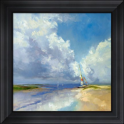 Framed Sailboat on a Sandy Beach Print