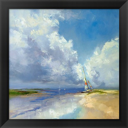 Framed Sailboat on a Sandy Beach Print