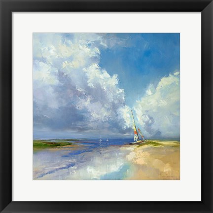 Framed Sailboat on a Sandy Beach Print