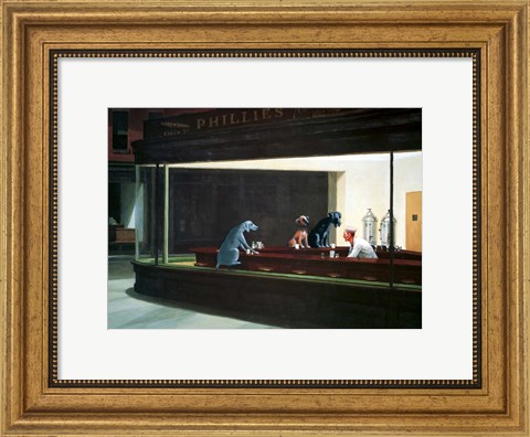 Framed Hopper Night Hounds Print